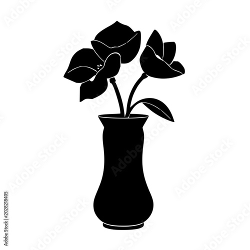 Ceramic vase set with elegant twisted neck and stable wide base featuring ceramic, flower, vase with line art, minimal black outline illustration and vector