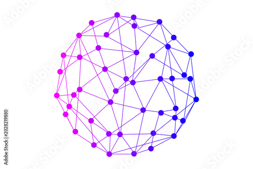 Abstract geometric network sphere with connected dots and lines technology vector.