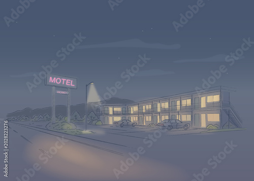 Night Motel on a Quiet American Road