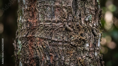 Detailed Rough Tree Bark Texture Showing Natural Fibrous Patterns for Organic Background