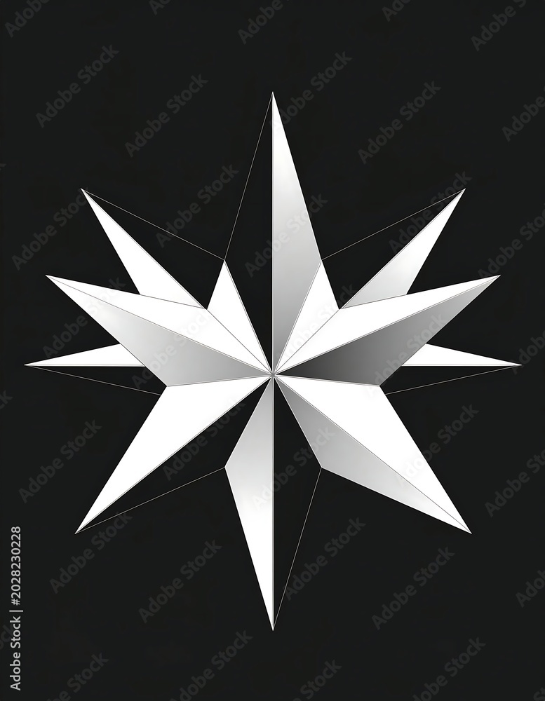 Fototapeta premium Minimalist geometric eight pointed star vector illustration.