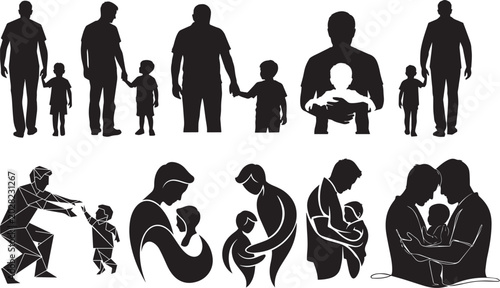 Foto Father's day silhouette collection family love generations and parental bonds