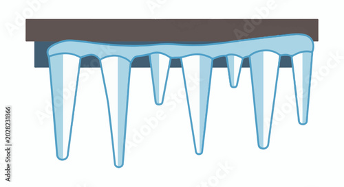 Cartoonic icicles hanging from a dark brown overhang