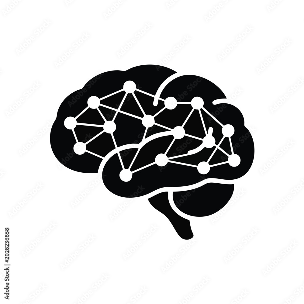 Fototapeta premium Machine Learning Brain Vector, Data, Analysis, Brain, Mind, Computing