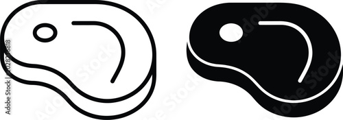 Quadro su tela Meat icon with line stroke and black silhouette style for restaurant branding, butcher shops, and food packaging