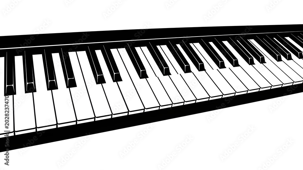 Fototapeta premium Close-up view of a digital piano keyboard, showcasing black and white keys