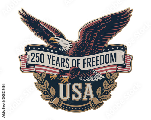 American eagle emblem for USA 250 years of freedom anniversary design vector