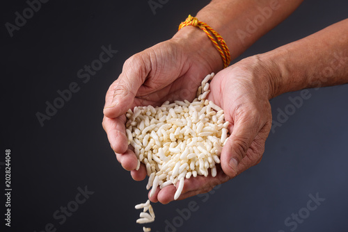 Puffed rice, known commonly in India as murmura or muri.