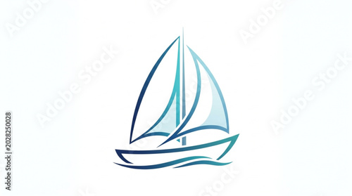 Modern abstract sailboat graphic design illustration.
