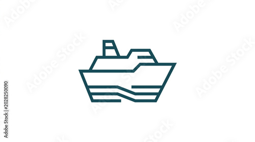 Valokuva Modern cruise ship outline icon on white background.