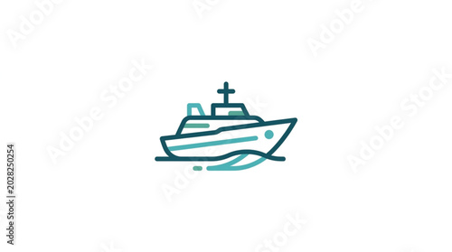 Quadro su tela Modern Yacht Illustration on Water.