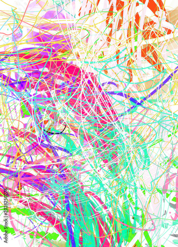 Hand-drawn abstract background filled with colorful chaotic lines, layered strokes, playful textures, and vibrant artistic energy creating dynamic visual movement.