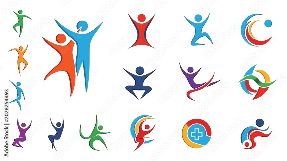Fototapeta premium Abstract human figures in various poses for conceptual designs and branding