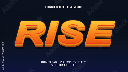 '' RISE ''TEXT EFFECT 3D VECTOR FOR ALL YOUR NEEDS