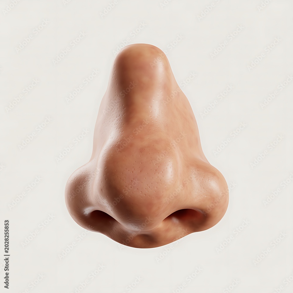 Fototapeta premium A close-up of a realistic prosthetic nose on a plain white background.