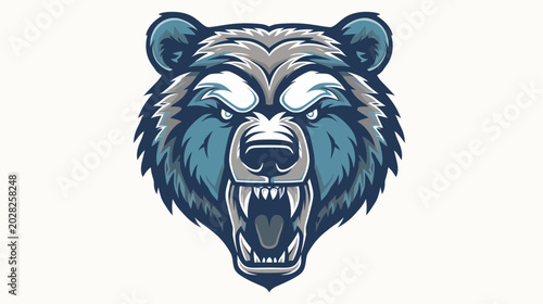 Intense grizzly bear head illustration on white background vector design