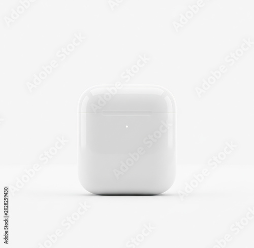 Minimal White Wireless Earbud Case Mockup
