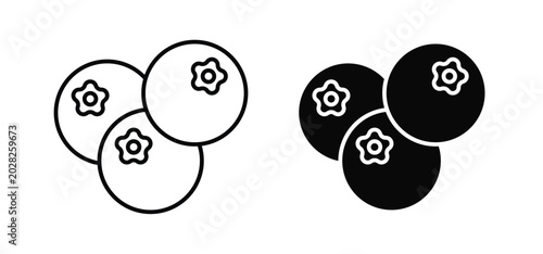 Bild auf Leinwand whiteberries vector icon set black filled and outlined style.