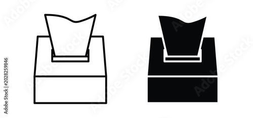 Tableau sur toile Box tissue vector icon set black filled and outlined style.