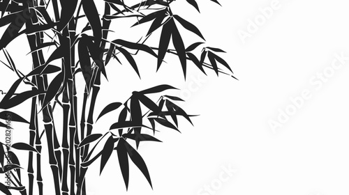 Black and white bamboo silhouette on white background for design elements