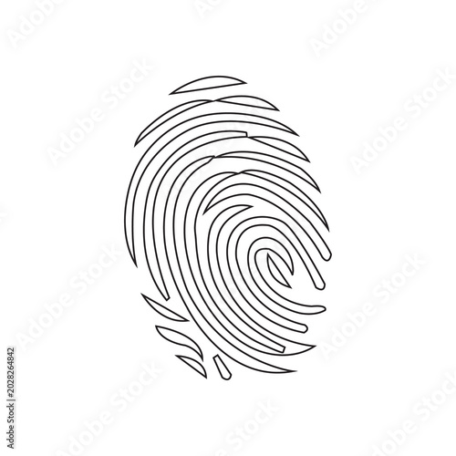 Fingerprint vector illustration of identity and security concept with unique thumbprint pattern on white background