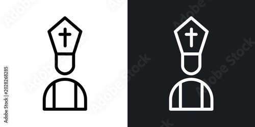 Schilderij op canvas Pope outlined icon vector collection.
