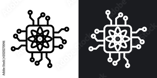 Quantum computing outlined icon vector collection.