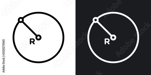 Radius outlined icon vector collection.