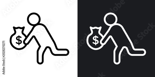 Robbery outlined icon vector collection.