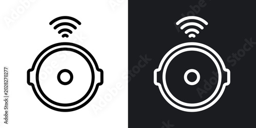 Robot vacuum cleaner outlined icon vector collection.