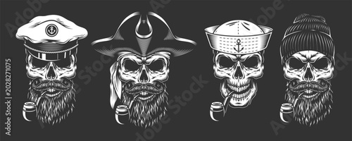 Skulls of sailors and pirates