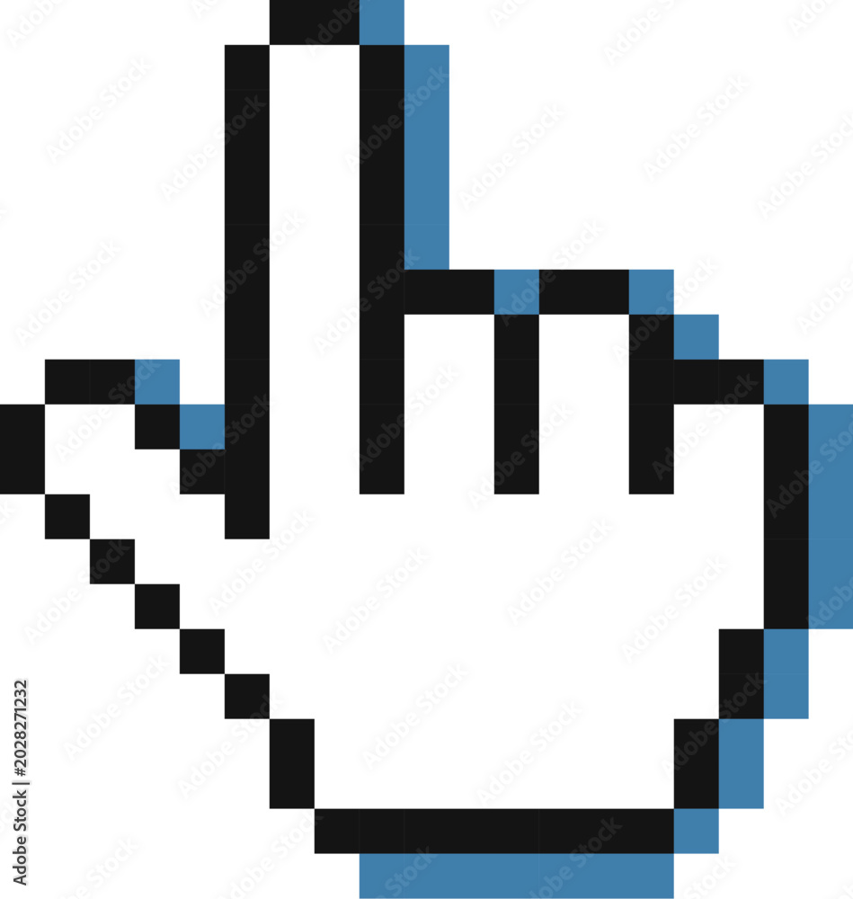 Fototapeta premium Cursor Hand Clicking Pixel Art