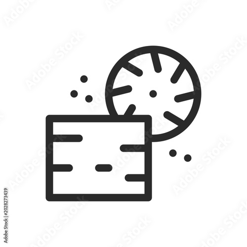 Wooden Log Sawing line icon, Sawmill, Lumber Mill vector symbol with editable stroke