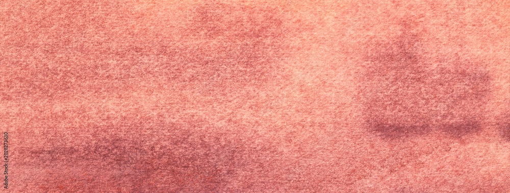 Fototapeta premium Coral abstract watercolor texture background with purple gradient surface, macro. Rose and peach art backdrop