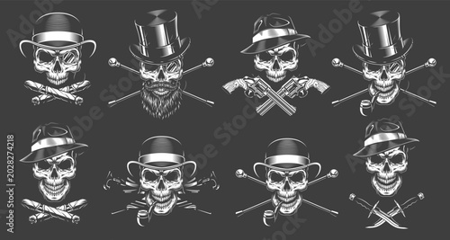 Skull art with hats