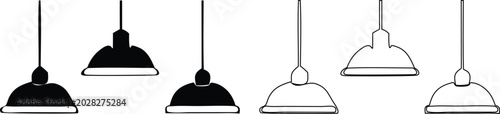 Photos Two sets of pendant light fixtures one solid black and one outline on white back