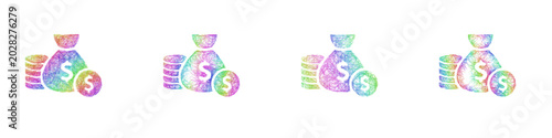 Multicolored sketch grant funding icon design set