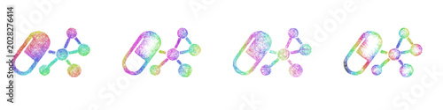 Multicolor sketch nanomedicine icon design set
