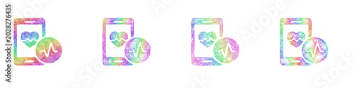 Rainbow sketch digital health icon design set