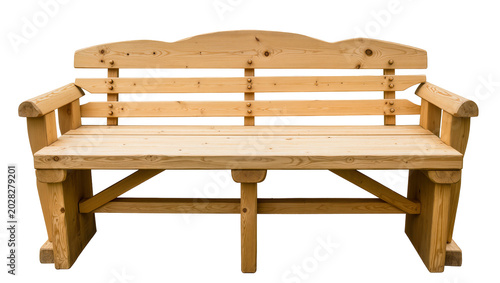 Photos Wooden garden bench with slatted seat and backrest