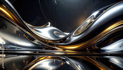 Shiny metallic liquid wave form.