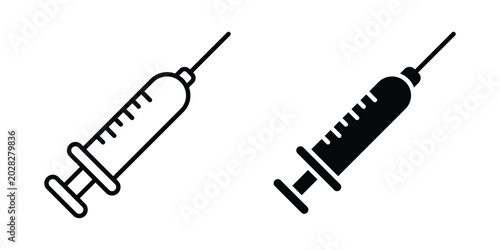 Syringe injection icon editable vector. Solid and line icons.