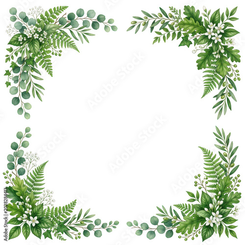 Green Eucalyptus Wreath with Leaves and Berries Isolated on Transparent Background
