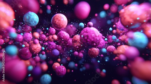 Quantum chaos in vibrant colors abstract space digital art cosmic environment dynamic perspective