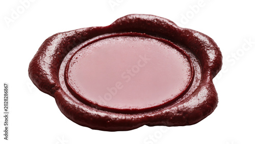 Photos Crimson red wax seal with oval imprint and textured edges