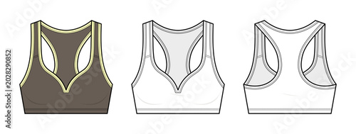 Tableau sur toile Sweetheart Neck Racerback Sports Bra Technical Fashion Illustration