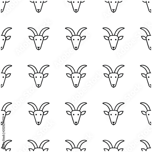 Bild auf Leinwand Year of the Goat Seamless Pattern Monochrome Zodiac Background