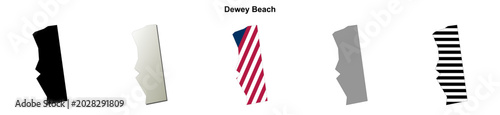 Fotografie Dewey Beach (Delaware) blank outline map set