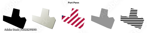 Fotografie Port Penn (Delaware) blank outline map set
