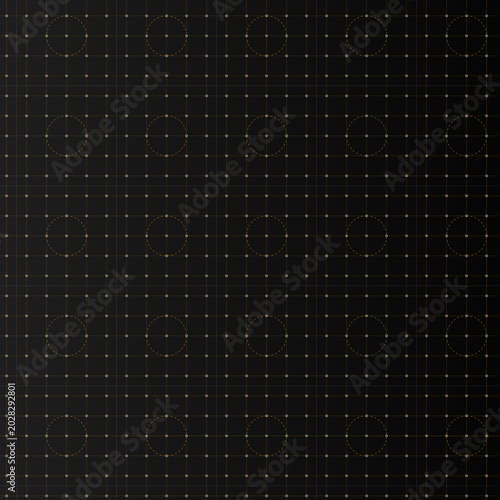 Futuristic gold grid design featuring tactical crosshairs and circular patterns on black background for digital tech illustration